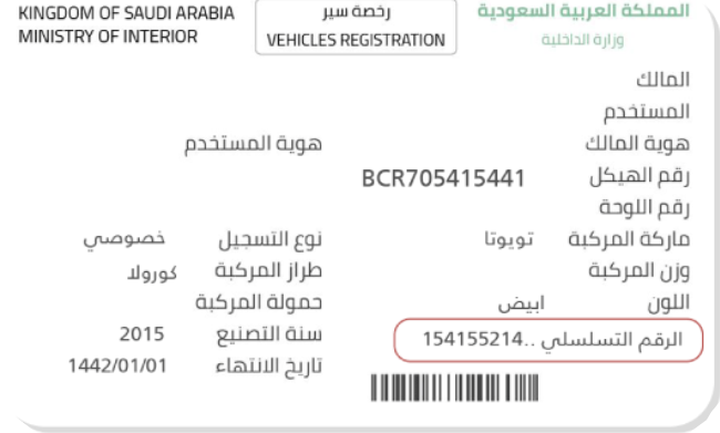 موقع الرقم التسلسلي